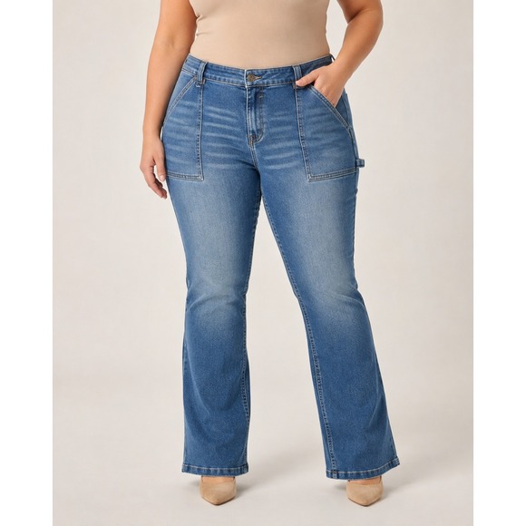 Vigoss Denim - VIGOSS Carpenter Boot Cut Blue Jeans Women's Size 31 Mid Rise Utility Denim EUC